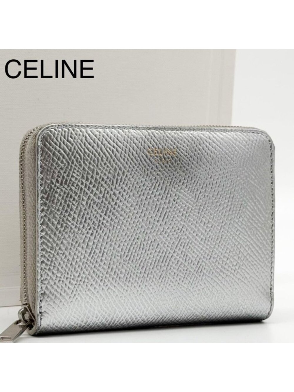 Celine Coin Purse Silver Round Compact Mini